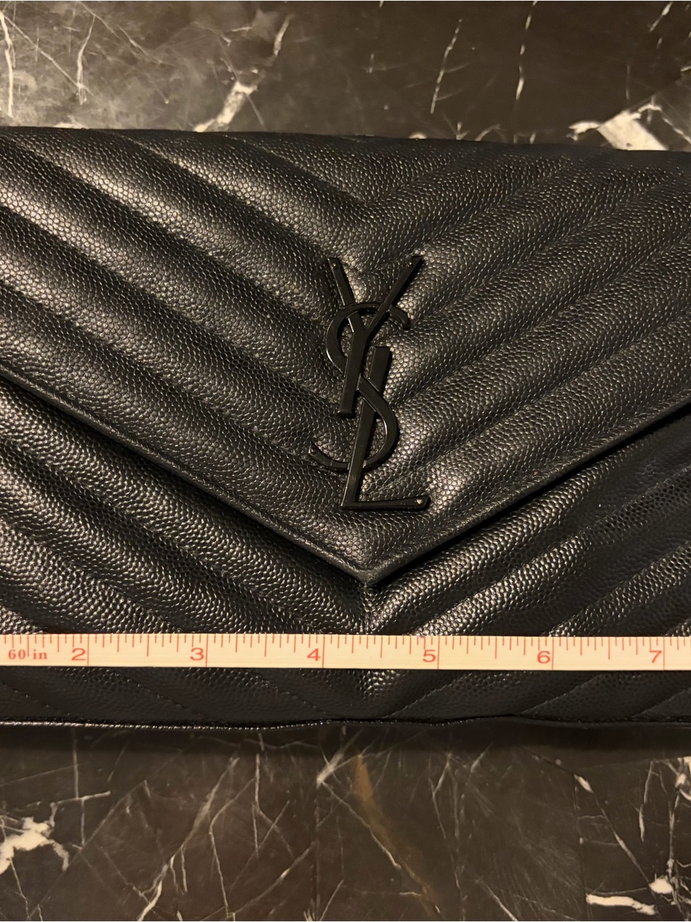 YSL / Saint Laurent - Black Chevron Quilted Leather Metal Black Chain Crossbody - Picture 8 of 14